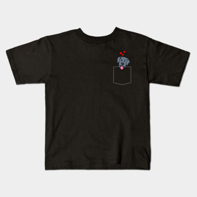 Black Lab Pocket Puppy Kids T-Shirt by DesignCat